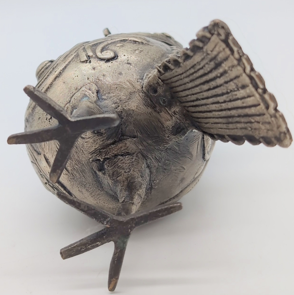 Dhokra Owl Intricate Metal Bird Sculpture Box Vintage India - Picture 6 of 9